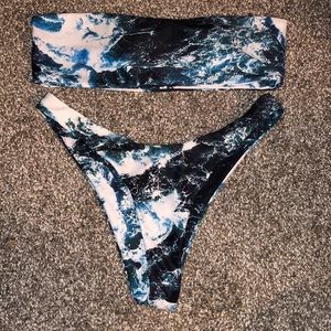 Multicolor bandeau swimsuit